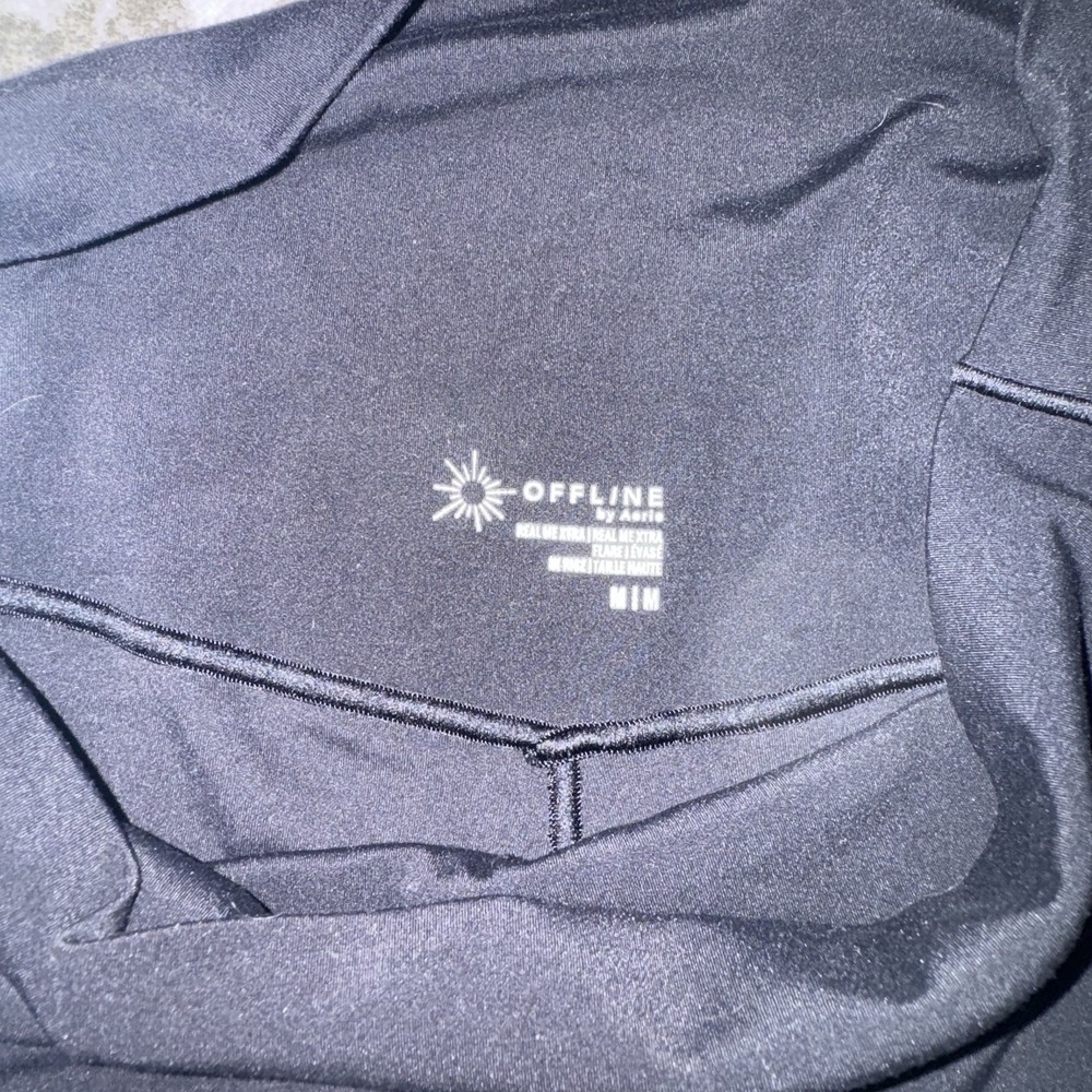 Aerie Offline Real Me Xtra Flare Hi Rise Legging Pant Black Womens M Slit - Picture 4 of 4